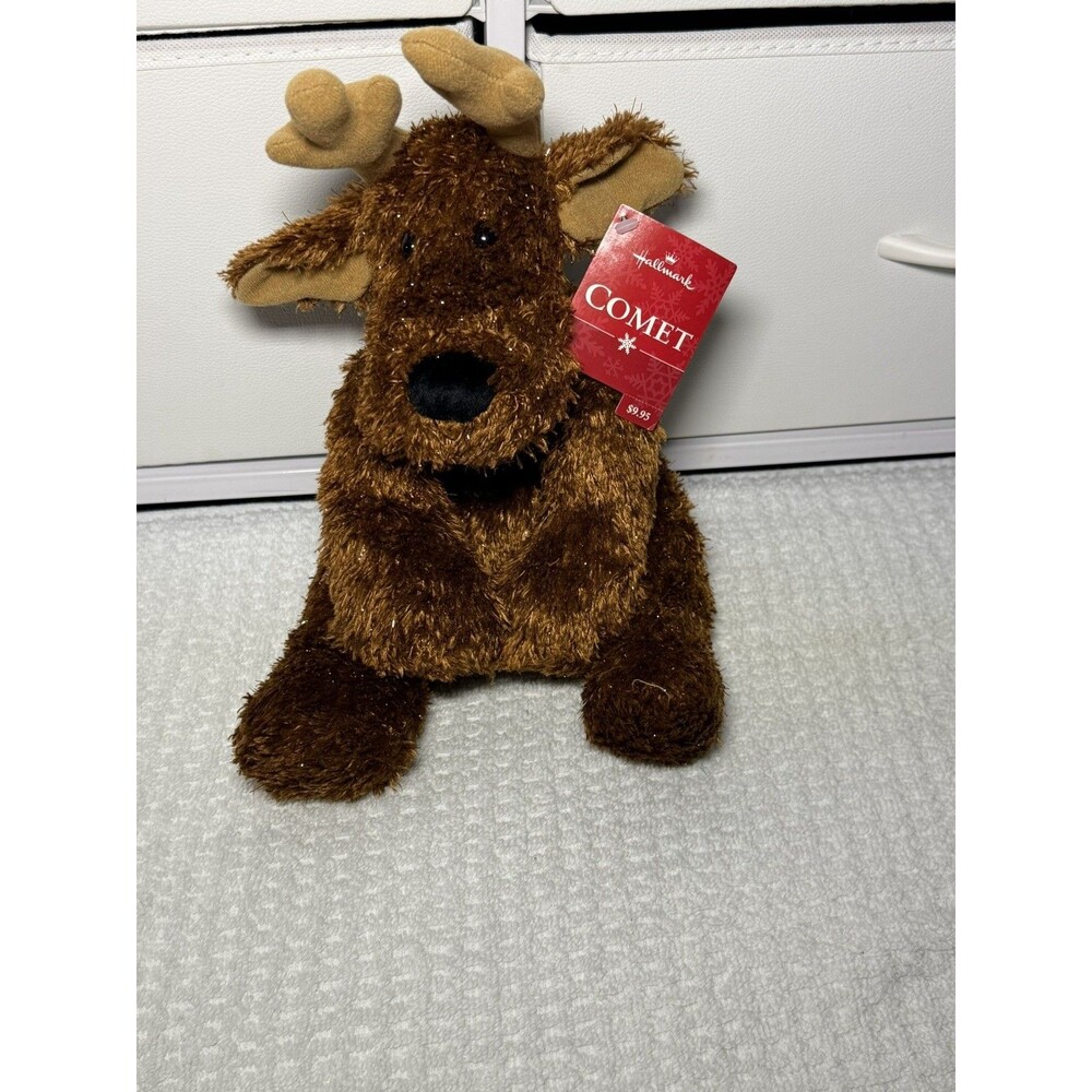 Hallmark COMET Reindeer Brown Sparkly Jingle Bell Christmas Plush Stuffed Animal